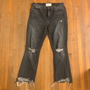 COPY - Mother the insider crop step chew raw hem jeans